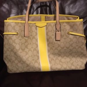 Gorgeous large tan and yellow Coach purse